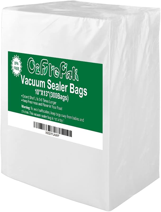 O2frepak 300 Count 10x13 Plus Quart Vacuum Sealer Bags with BPA Free and Heavy Duty, Vacuum Seal Food Sealer Bags,Great for F