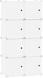C&AHOME Cube Storage Organizer with Doors, 8-Cube Shelf, Closet Cabinet, DIY Plastic Modular Bookshelf, Storage Shelves Ideal