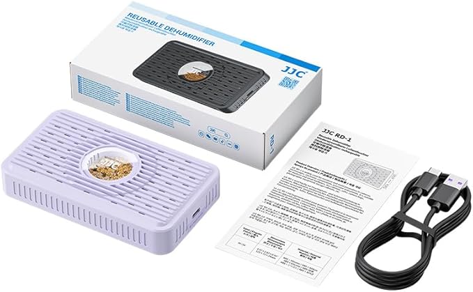 JJC Reusable Desiccant Dehumidifier with USB-C Charging, 70g Portable Moisture Absorber for Gun Safe, Camera Lens Electronic
