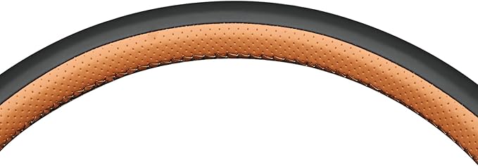 MEWANT Hand-Stitched Steering Wheel Cover for Chevy Silverado 1500 2003-2006 Trailblazer Black Brown Faux Leather Wrap