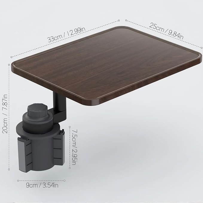 Car Desk for Laptop,360° Rotating Cup Holder Table，Wood Car Tray, Car Table & Car Food Tray，Steering Wheel Tray， Car Accessories for Women & Men. Compatible with Tesla Model Y/3/S, Ford F150& Most