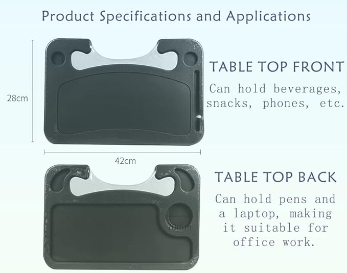 Car Steering Wheel Desk for Laptop,Multipurpose Travel Car Accessories, Car Seat Stand Trays for Eating, Multipurpose Travel Car Accessories (Black)