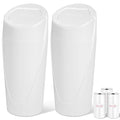 Car Trash Can, 2 Packs Mini Car Trash Bin with Lid, Leakproof Cup Holder Car Garbage Can with 60 Trash Bags, Vehicle Front Back Seat Organizers and Storage for Car, Home, Office, White