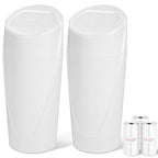 Car Trash Can, 2 Packs Mini Car Trash Bin with Lid, Leakproof Cup Holder Car Garbage Can with 60 Trash Bags, Vehicle Front Back Seat Organizers and Storage for Car, Home, Office, White