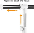 LiaMeE Adjustable Clothing Rack for Hanging Clothes, Heavy Duty Garment Rack with Wheels，Free Standing Rolling Clothes Rack w