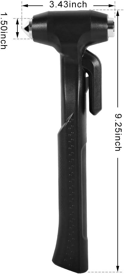 2-Pack Car Safety Hammer, 3-in-1 Auto Emergency Escape Hammer with Window Breaker and Seat Belt Cutter, Striking Black Emerge