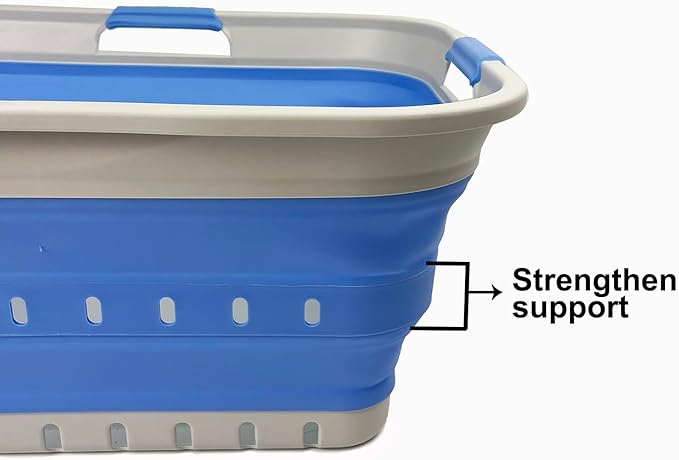 SAMMART 42L (11 gallon) Collapsible Plastic Laundry Basket - Foldable Pop Up Storage Container/Organizer - Space Saving Hampe