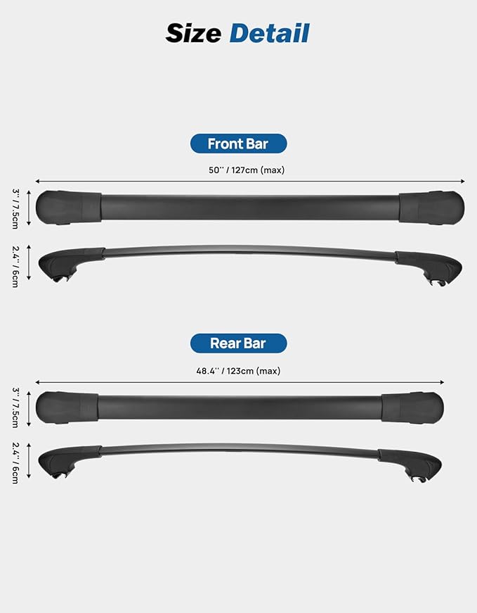 JOYTUTUS 220lbs Lockable Roof Rack Cross Bars Compatible with Hyundai Santa Fe 2019-2023, Heavy Duty Aluminum Car Crossbar for Roof Basket Cargo Bag Kayak Bike Skiboard Luggage Rack