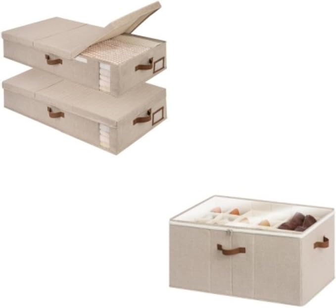 StorageWorks Under Bed Storage with Lid with Shoe Organizer for Closet