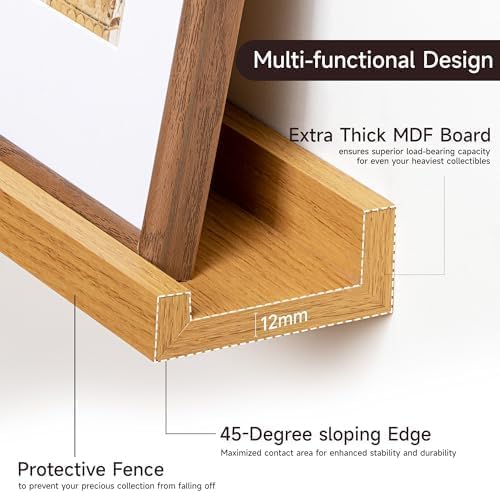 Floating Picture Ledge Shelves for Wall Set of 2, 55 Inches Picture Shelf with Ledge, Nursery Book Shelf for Toys Storage Kid