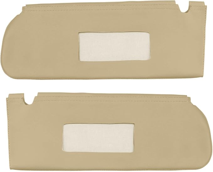 KBH Car Sun Visor Cover for Chevy Tahoe Suburban & GMC Yukon 1995 1996 1997 1998 1999, Left and Right Side Sunvisor Covering, Vinyl Leather Trim, Anti-Scratch, Tan