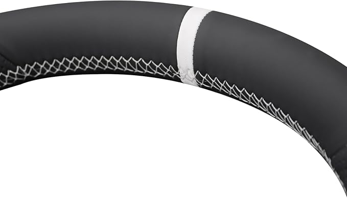 MEWANT Hand Stitched White Leather Tesla Model 3 Steering Wheel Cover for Tesla Model 3 2017-2023 / Model Y 2020-2023 for Tesla Model 3/Y Accessories