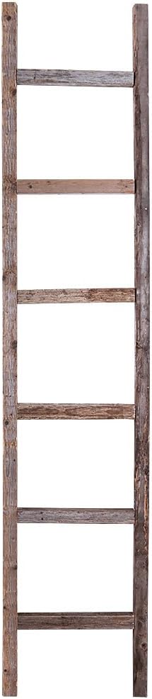 BARNWOODUSA Rustic Decorative Ladder - 100% Upcycled Wood (72" x 12" x 1.5", Weathered Gray)