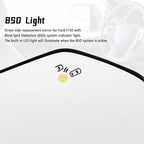 Driver Side Mirror Glass Replacement Compatible with Ford F150 2015-2020, Left Heated Blind Spot Detection Glass Replace # FL3Z-17K707-AH, with Back Plate