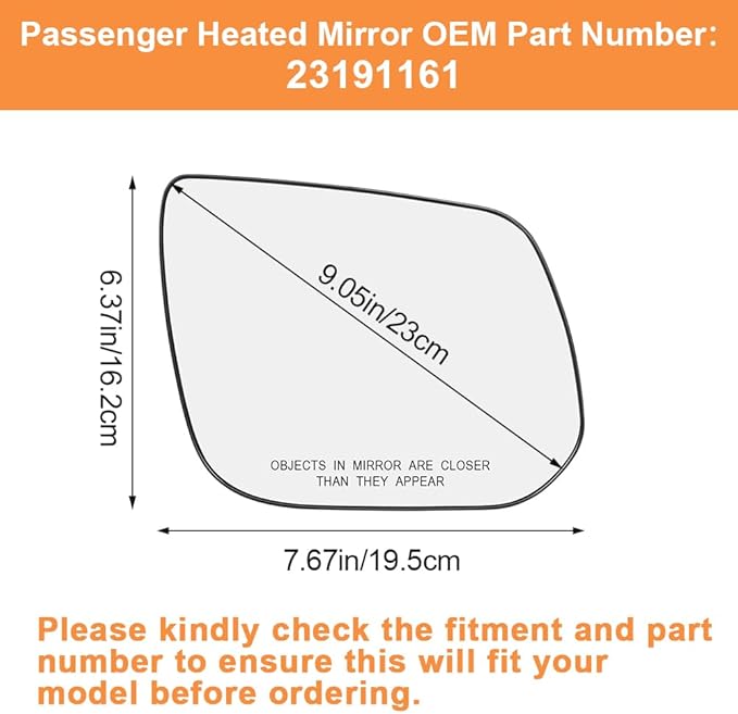Senzeal Passenger Side Heated Mirror View Convex Mirror Glass for Chevrolet Chevy Colorado GMC Canyon 2015-2022 Rearview Mirrors Glass Replaces 23191161 (Right Side)