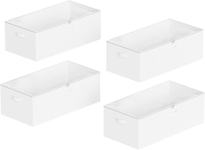 SpaceAid 4 Pack 10" High Under Bed Storage Containers, Large Underbed Storage Organizer Bins with Lids for Bedroom, Dorm, Clo
