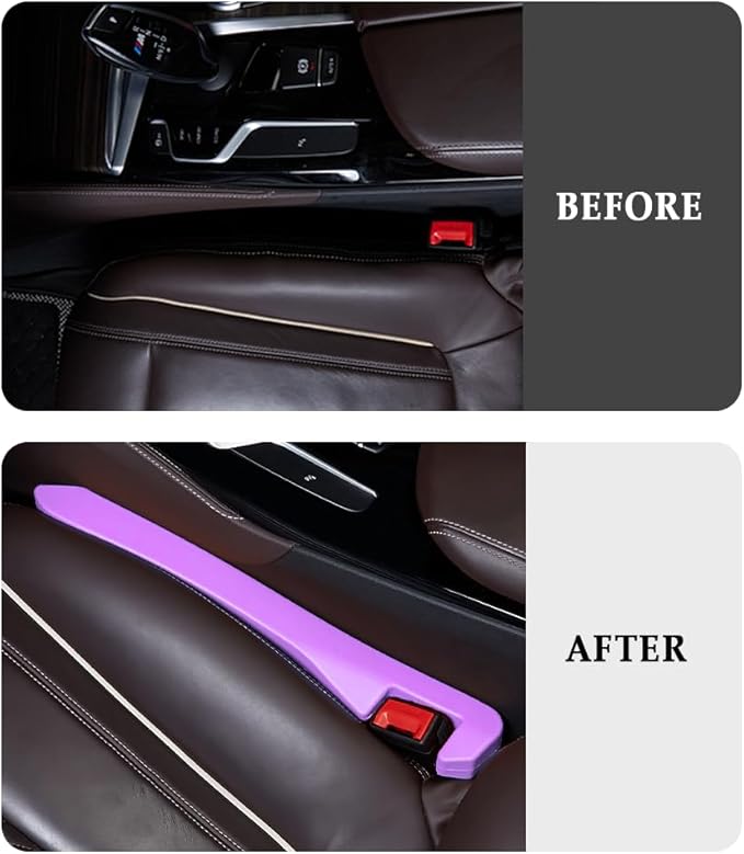2PCS Car Seat Gap Filler,Super Flexible Car Side Seat Gap Filler CCar interior Accessories,Universal Car Organizer Between Seats for Tightly Filling Seat Gaps (Purple/2PCS)…
