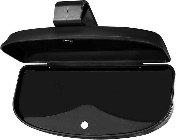MOSISO Car Visor Sunglasses Case, Universal Automotive ABS Eyeglasses Holder Protective Box Clip Eyewear Hard Shell Storage Organizer with Magnetic Closure and Double Card Clamp, Piano Black