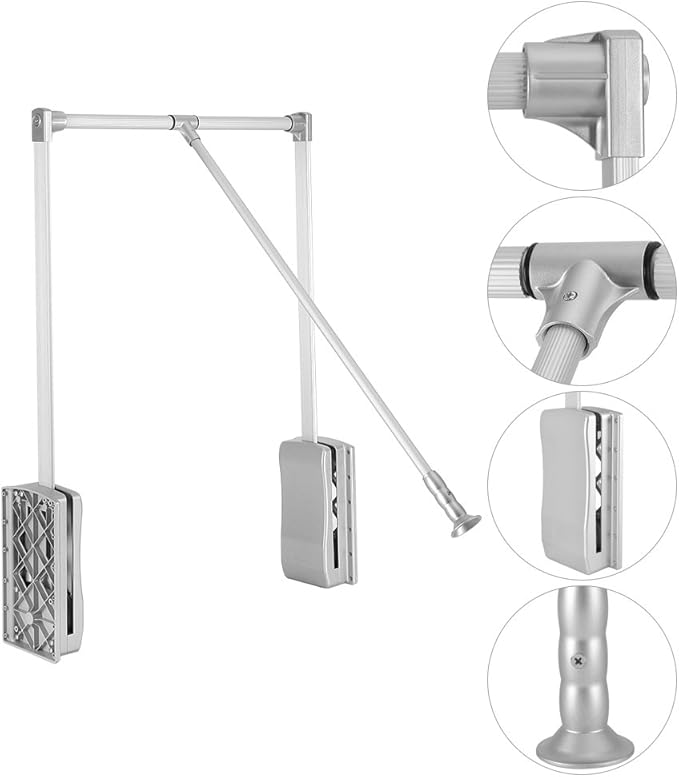 Pull Down Closet Rod, Adjustable Wardrobe Organizer Clothing Rail For Hanging Clothes Heavy Duty Clothes Rod Hanger Soft Retu