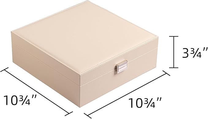 Frebeauty Earring Organizer Classic Jewelry Box 50 Slots Double Layer Jewelry Storage Case with 6 Necklace Hook and Bracelet 