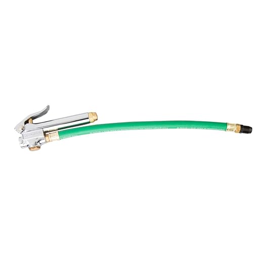 STEELMAN 75052 Straight Chuck Tire Inflator with Built-in Gauge and Green 12-Inch Hose
