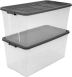 Sterilite 6-Pack Modular Stacker Box, Durable Clear Plastic Storage Bins with Latching Lids, 200 Quart - Stackable Organizing