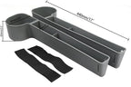 Car Seat Gap Filler, Multifunctional Seat Side Gap Filler with Cup Holder & Organizer, Gap Stopper Universal Fit Car SUV Truck Fill The Gap Between Seat & Console Set of 2 (Gray)