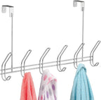iDesign Classico Steel Over-The-Door 12-Hook Storage Rack - 18.75" x 5" x 10.75", Chrome