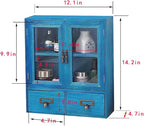 Rustic Vintage Mini Wood Counter Top Cabinet,Display Case with Organic Glass Door,Wall Storage Cabinet, that Sits on Countert