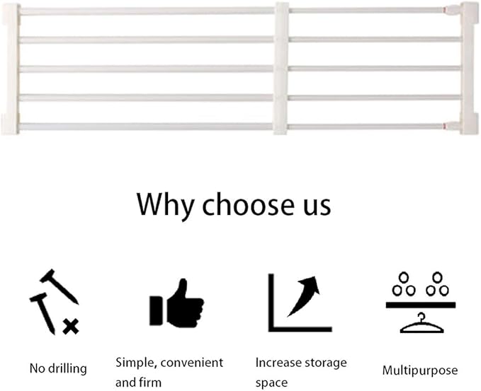 Adjustable Shelf Organizer Expandable Closet Shelf and Rod with No Drilling for Wardrobe Cupboard Kitchen Bookcase (18.2" - 2