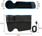 7 Color Led Car Seat Gap Organizer Car Seat Pocket Gap Filler with USB+C Charger,2 Pack Car Seat Gap Storage Console Side Gap Filler with Cigarette Lighter 2026 Fast Charger Seat Gap Filler (Black)