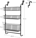 Fancial Over The Door Organizer, Metal Organizer, 3-Layer Hanging and Wall-Mounted mesh Baskets, Easy to Install,Black