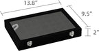 Frebeauty 40 Grid Jewelry Tray,Adjustable Earring Holder Organizer with Glass Lid,Velvet Drawer Jewelry Organizer for Rings,S
