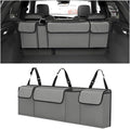 Car Trunk Organizer with Lid, Large Waterproof Vehicle Backseat Hanging Storage Bag with 4 Pockets & Adjustable Straps, Colla
