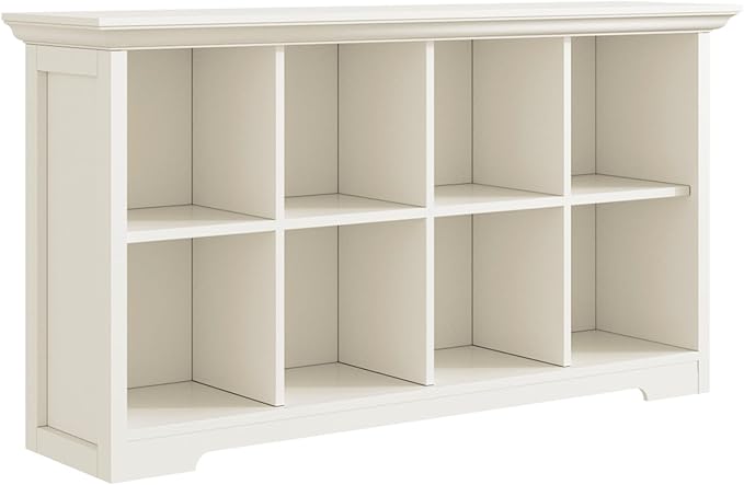 OSCHF Cube Shelf Bookcase with Base - Wooden 2 Tiers Floor Standing Low Storage Cabinet for Home and Office, 8-Cube Lattice B
