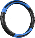 13 Inch Golf Cart Steering Wheel Cover, Anti Slip Breathable Leather Steering Wheel Cover, Comfortable Grip Feeling for EZGO TXT & RXV (Blue2)