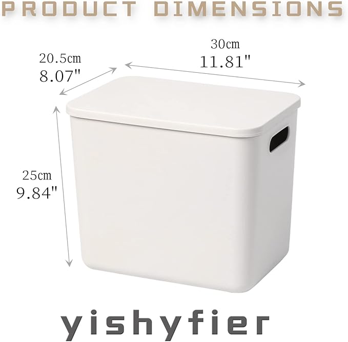 Yishyfier Plastic Storage Baskets With Lid Organizing Container Lidded Knit Storage Organizer Bins for Shelves Drawers Deskto