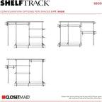 ClosetMaid ShelfTrack Wire Closet Organizer System, Adjustable from 5 to 8 Ft., With Shelves, Clothes Rods, Hardware, Durable