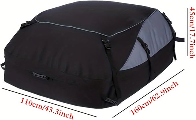 Car Roof Rack Luggage Bag, Rooftop Cargo Carrier Roof Bag Waterproof Vehicle Soft-Shell Roof Luggage, with Lacing Strap, Safety Hook (160 * 110 * 45cm)