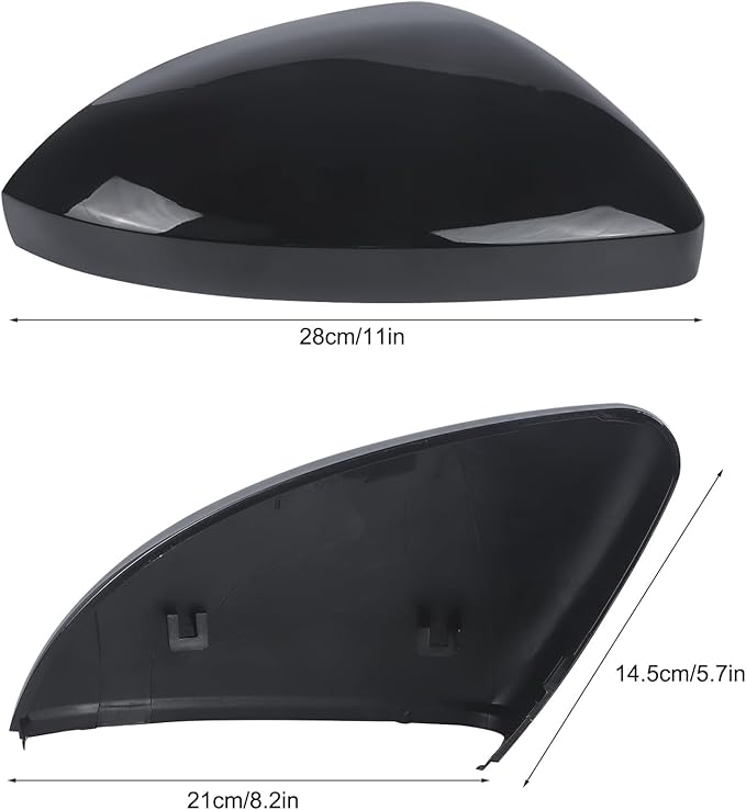 DERI Passenger Side Mirror Cap Compatible with Volkswagen Jetta 2019 2020 2021 2022 2023 2024 2025, Right Side Mirror Cover fit for VW Jetta US Version Without Turn Signals, Glossy Black