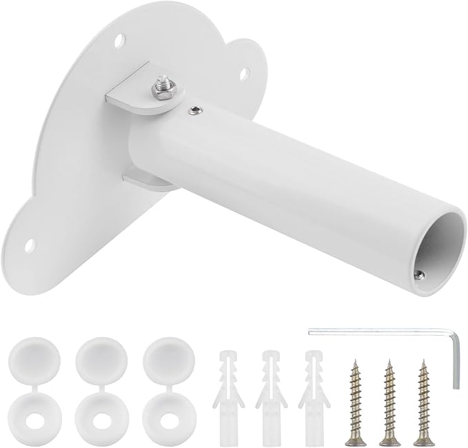 Adjustable Shower Curtain Rod Bracket 1 Pack Aluminum Alloy Shower Curtain Rod Single Swivel Flange Heavy Duty Closet Rod Bra