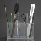 NIUBEE Acrylic Pen Holder 3 Compartments, Clear Pencil Organizer Cup for Countertop Desk Accessory Storage
