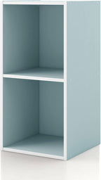 Homes: Inside + Out Apexa 2-Cube Storage Organizer Shelves, Stackable Wood Bookcase Fits Cubby Bins for Organization, Dorm Te