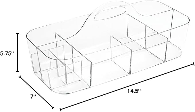 iDesign Clarity Cosmetic Organizer Tote for Vanity Cabinet to Hold Makeup, Beauty Products - Clear 14.5" x 7" x 5.75" (Pack o