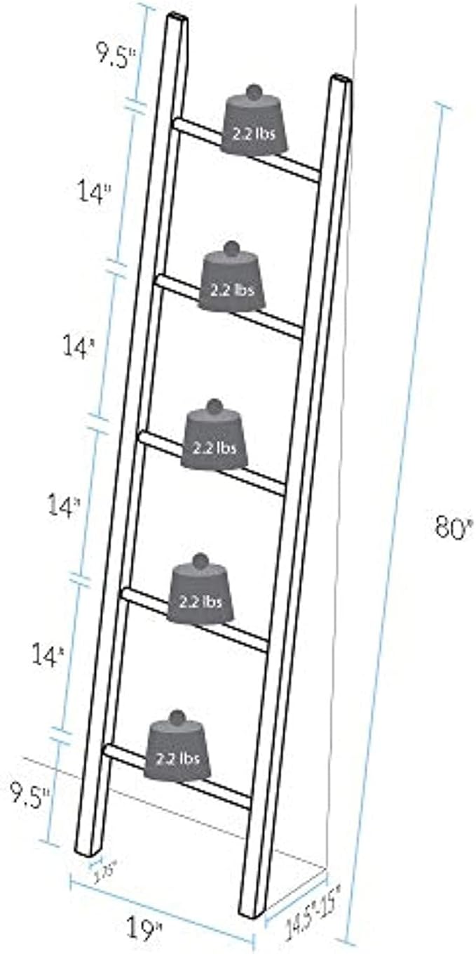 Solid Wood Decorative Ladder - Leaning Blanket Rack for Home Decor Natural Maple