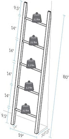 Solid Wood Decorative Ladder - Leaning Blanket Rack for Home Decor Natural Maple