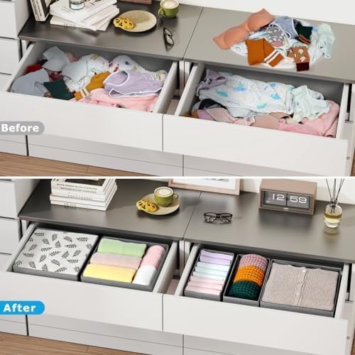 DIMJ Drawer Organizer Clothes, 24 Pack Dresser Organizer, Foldable Closet Organizers and Storage, Fabric Dresser Drawer Organ