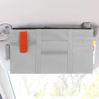 Unifizz Car Sun Visor Organizer, Auto Travel Registration and Document Holder, Vehicle Visor Multi-Pocket Storage Pouch with Net Zipper, Automotive Interior Accessories for Car, Truck, SUV (Gray)