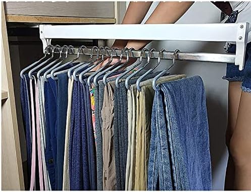 Pull-Out Clothes Rail,Extendable Pull Out Closet Rod - Wardrobe Pull-Out Trousers Rack, Stainless Steel Wardrobe Rail Tube, P