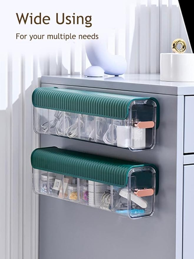 Socks Underwear Wall Mount Drawer Organizer, Switchable 6 Cell Drawer Acrylic Organizers Self-Adhesive Anti Dust Storage Boxe